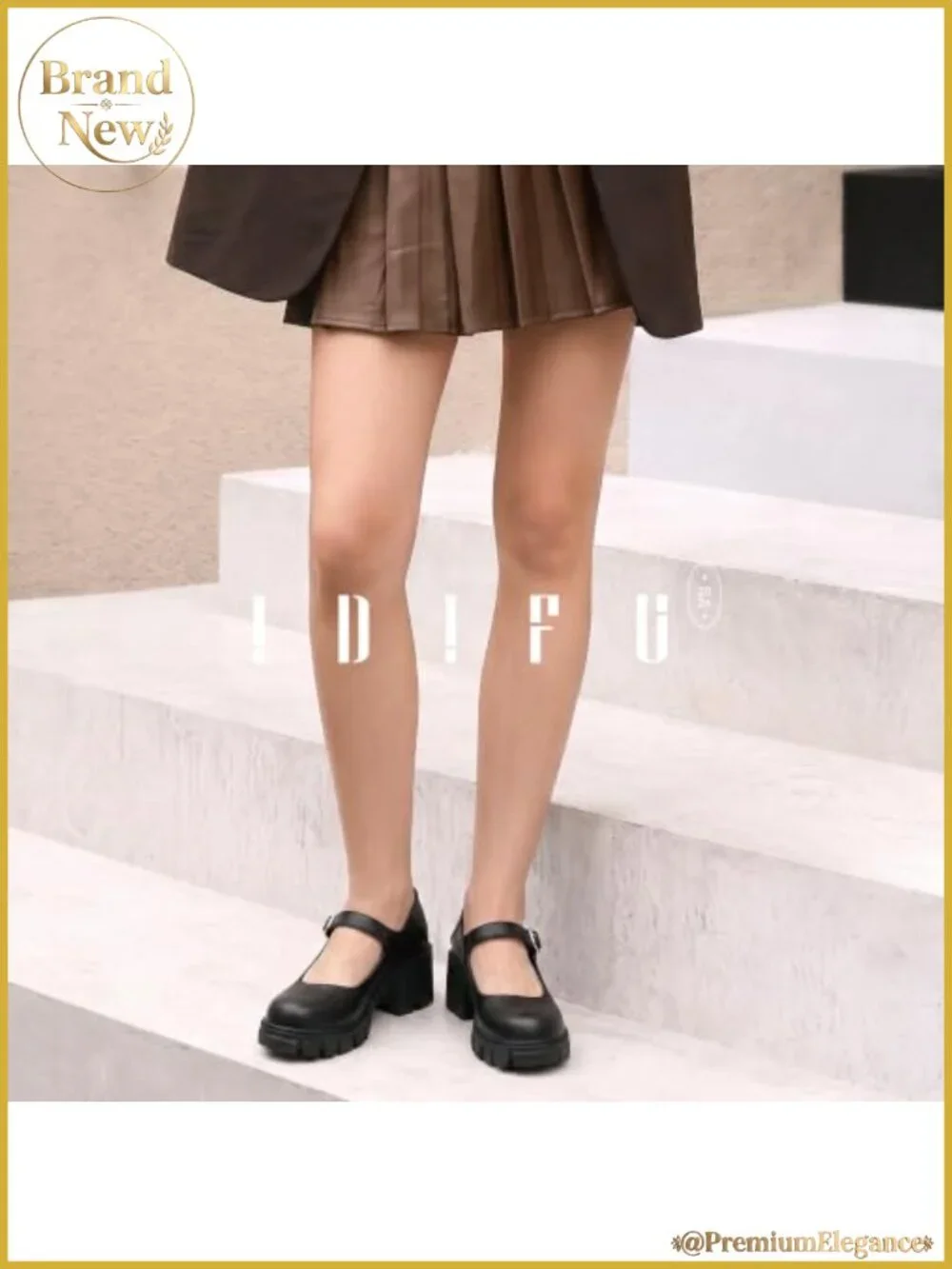 Platform Mary Jane Pumps Closed Round Toe Low Block Heel Buckle Dress Shoes